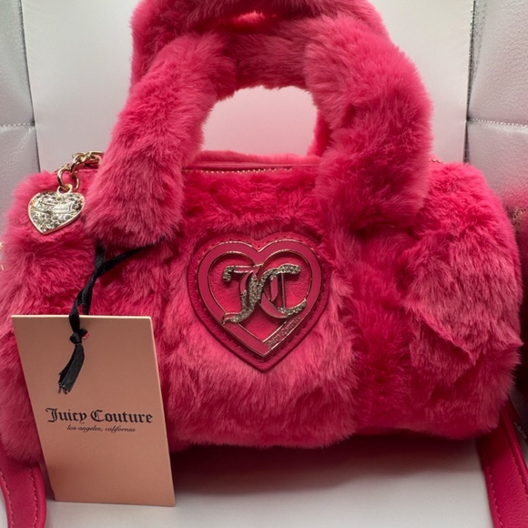 NWT Juicy Couture Pink Fuzzy Crossbody - Picture 3 of 11